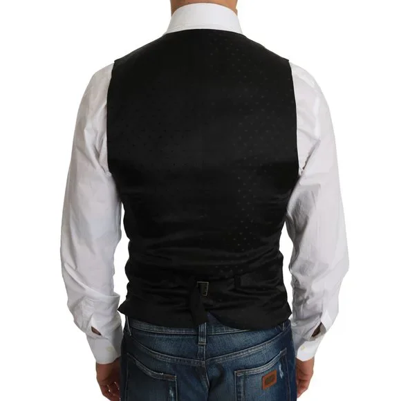 Dolce & Gabbana Black Wool Dress Waistcoat
